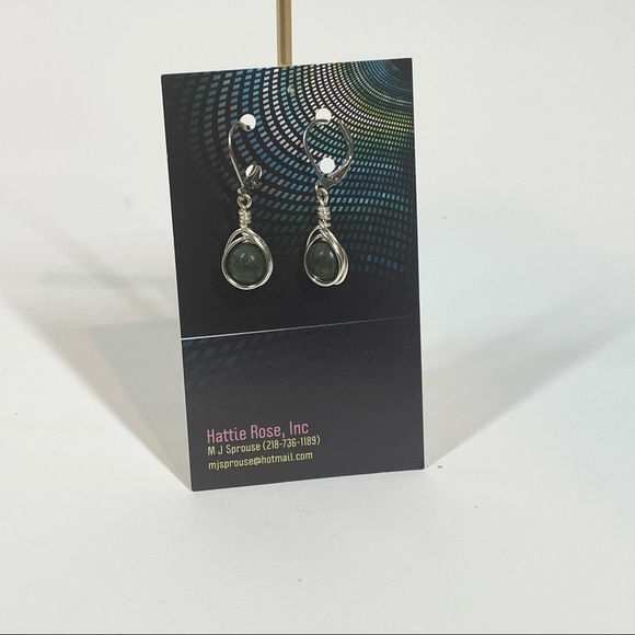 Handmade Russian Serpentine Dangling Earrings - Picture 3 of 3